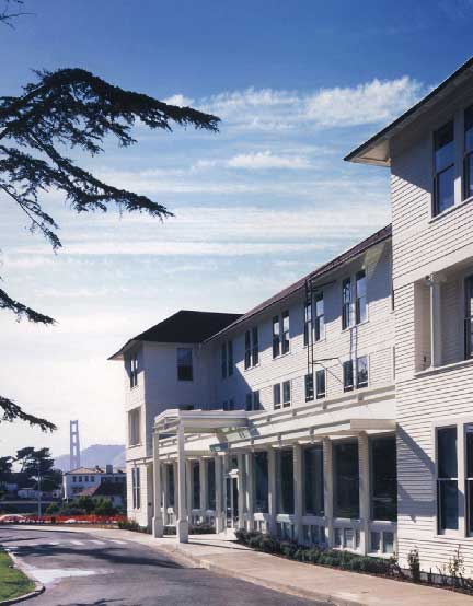 Daytime exterior of a historic building in the Presidio of San Francisco