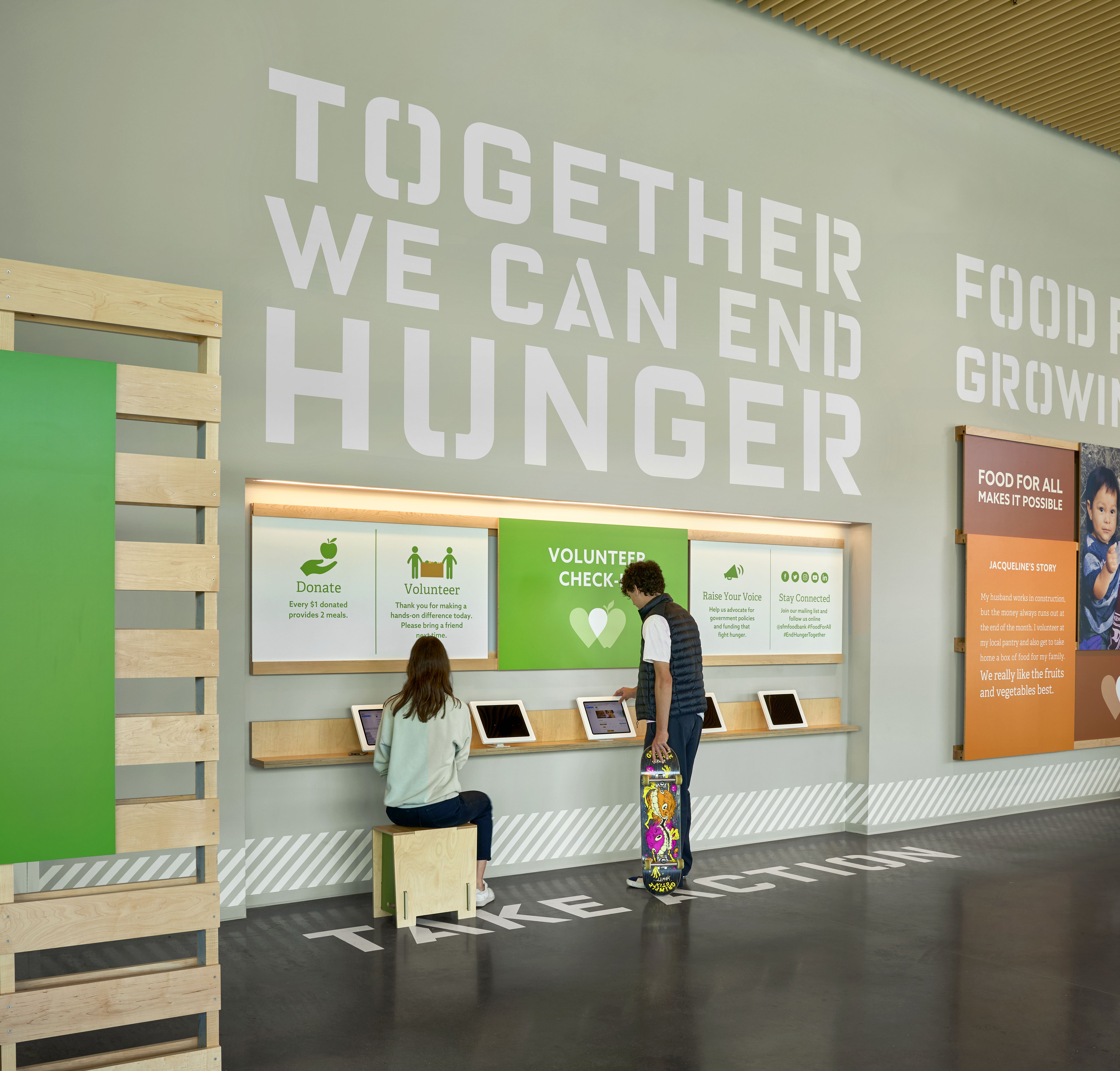 Educational wall that says Together we can end hunger