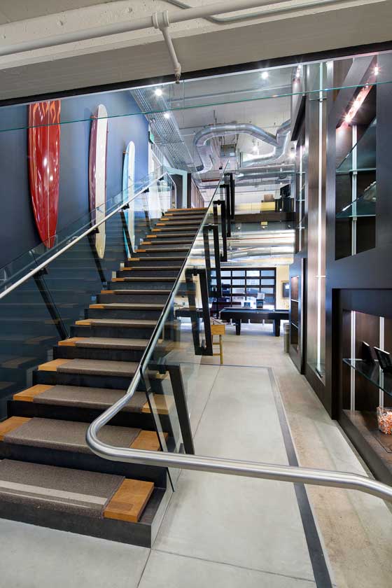 Suite 150 Interior view of renovated modern staircase between basement and 1st floor