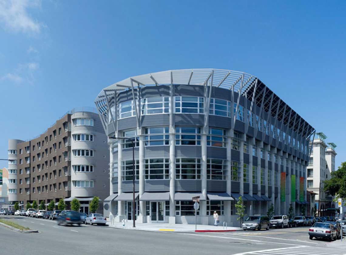 Exterior of David Brower Center on corner of Oxford Street and Allston Way