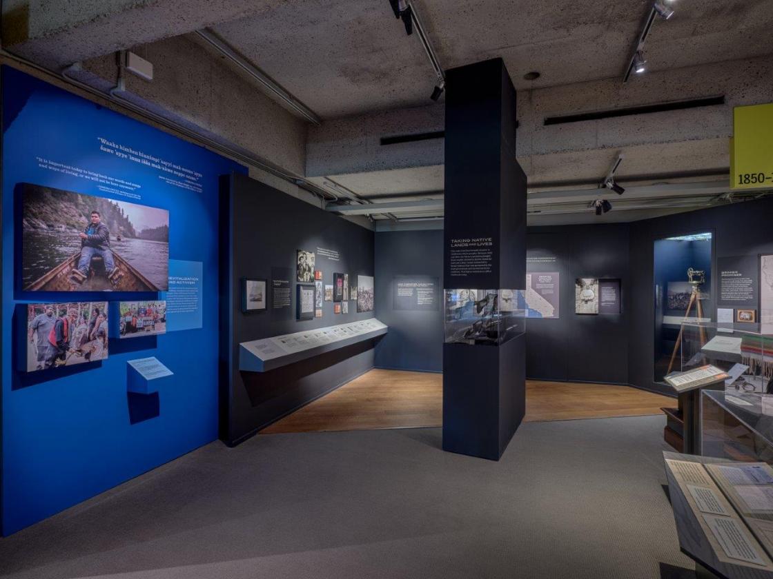 Museum interior photo of exhibits and their interpretations.