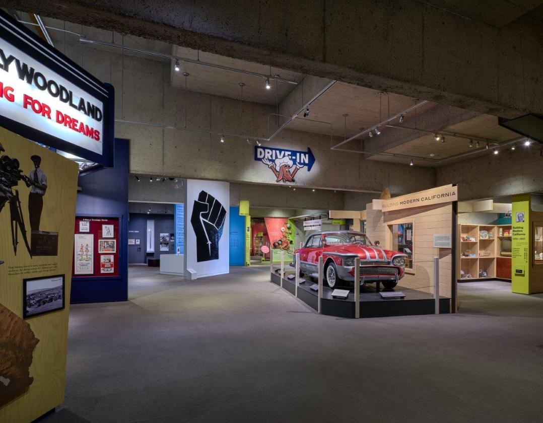 Museum interior photo of exhibits and their interpretations.