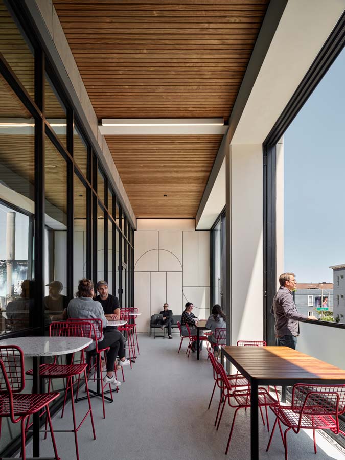Outside terrace area with tables and chairs