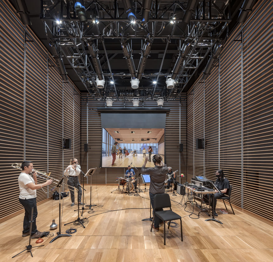 Image of students with instruments in performance studio