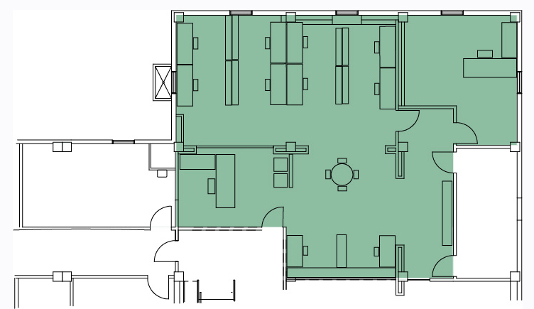 drawing of building floor plan with potential layout